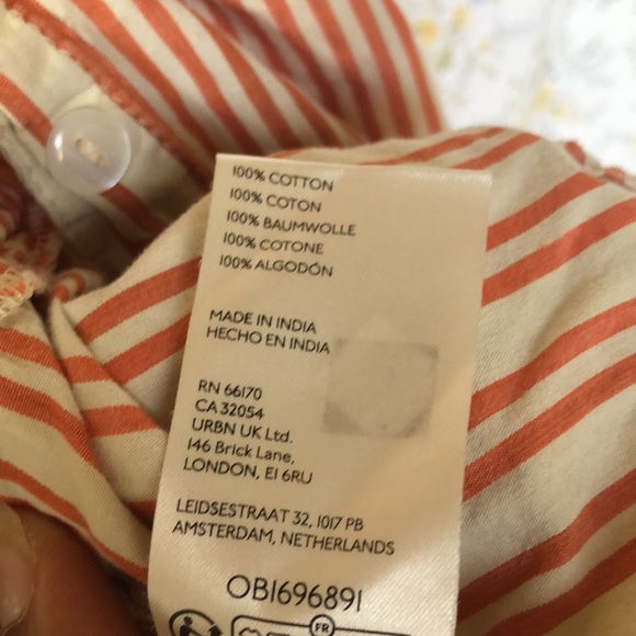 FREE PEOPLE Be Real rust colored  and tan striped sleeveless mini dress. Size L. - Picture 9 of 14